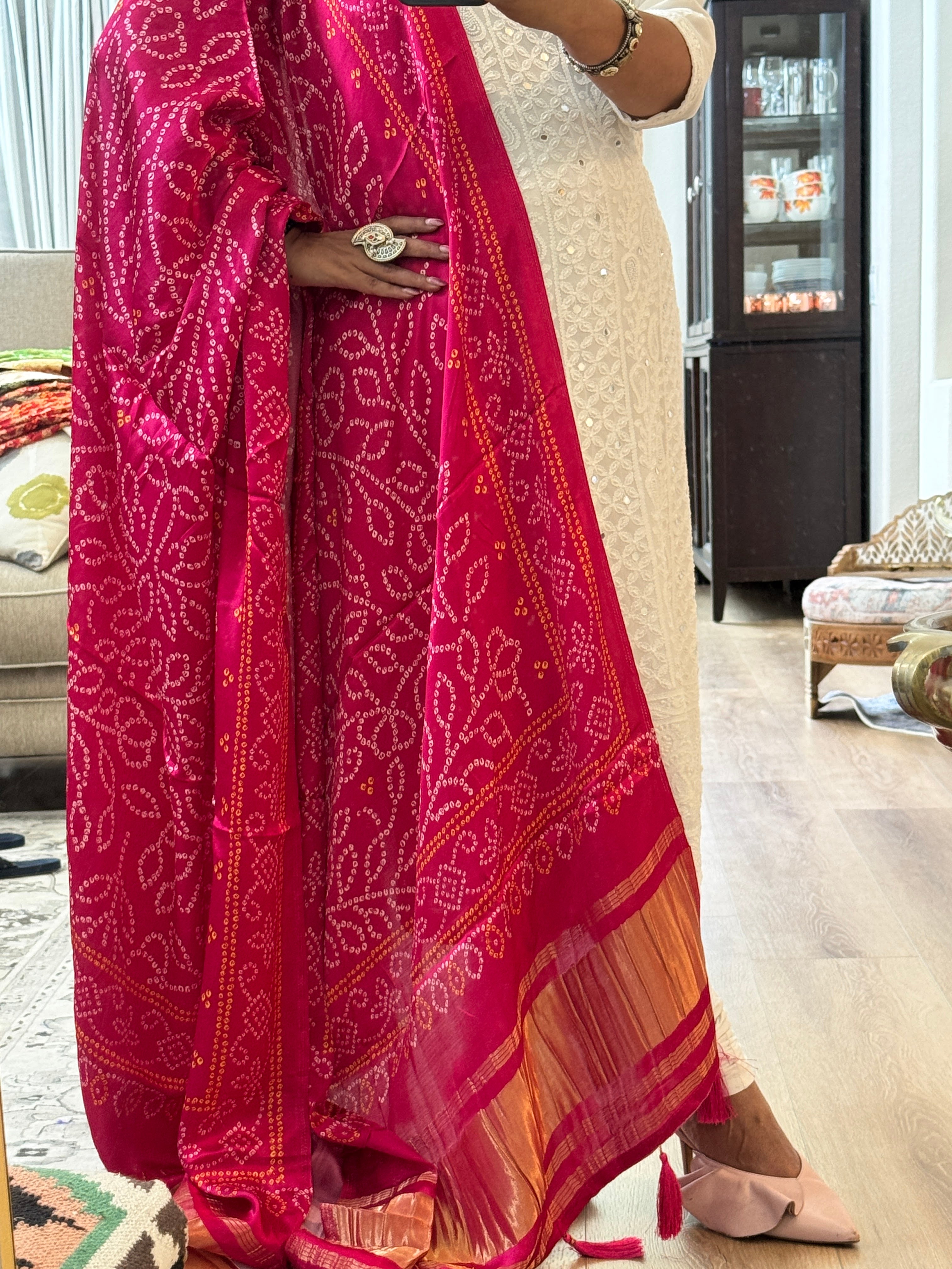 Gajji Silk dupatta - pink