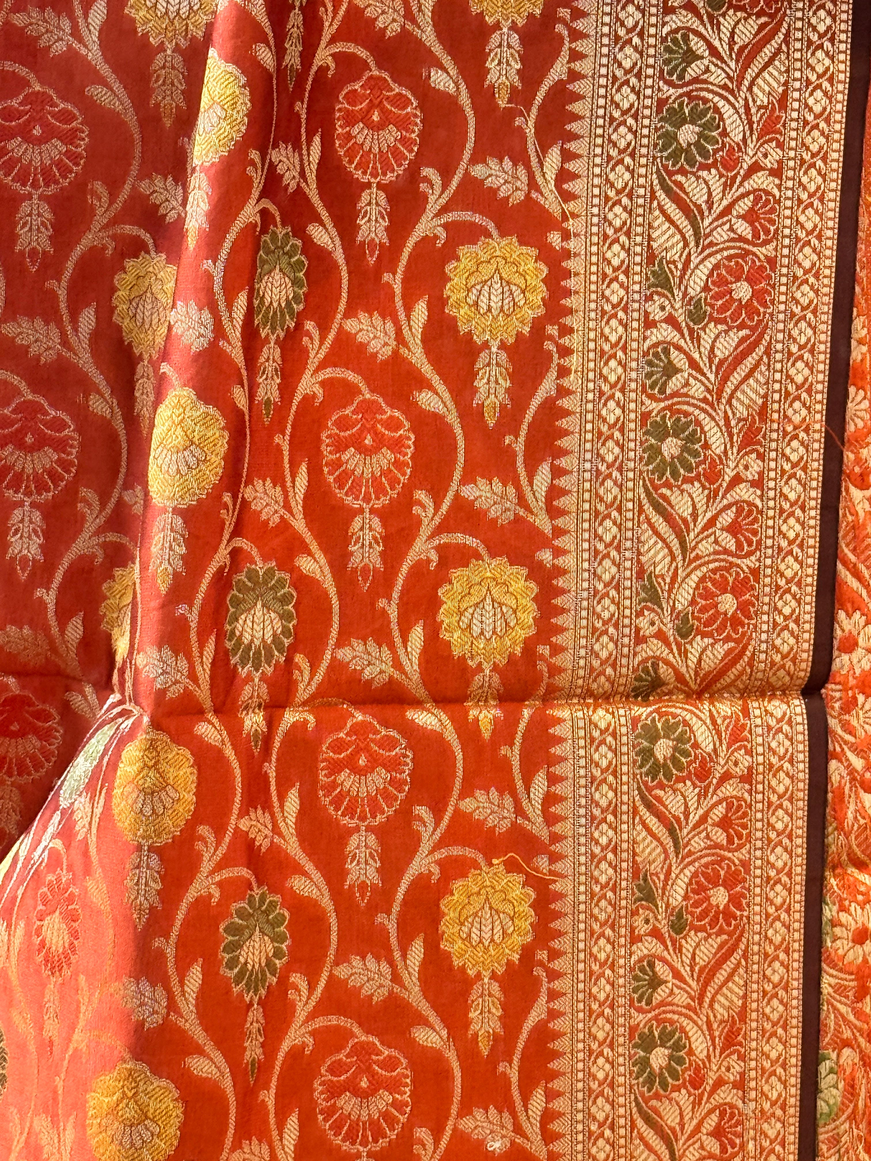 Banarasi Jama Work dupatta - rust