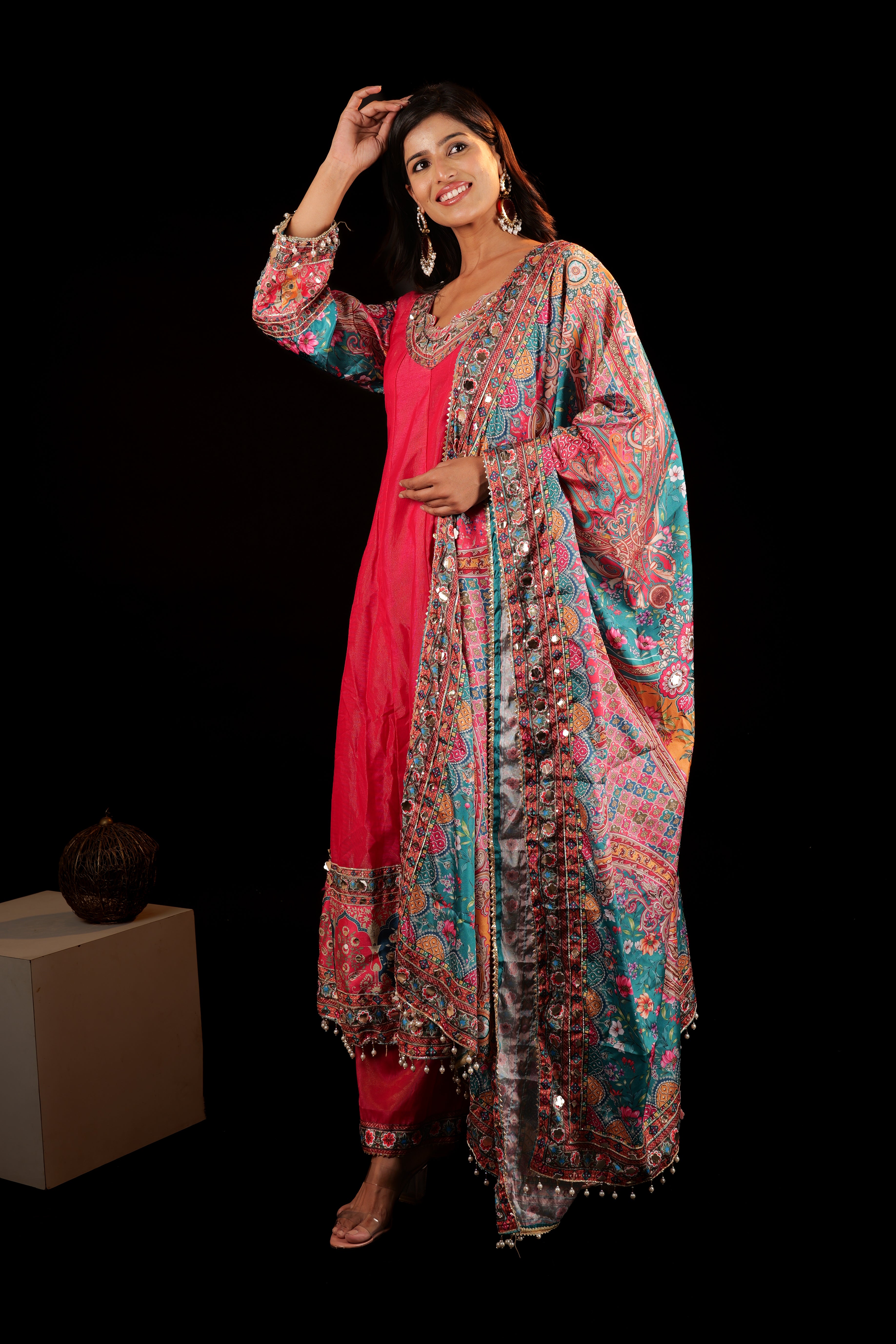 Anarkali Set - reddish pink