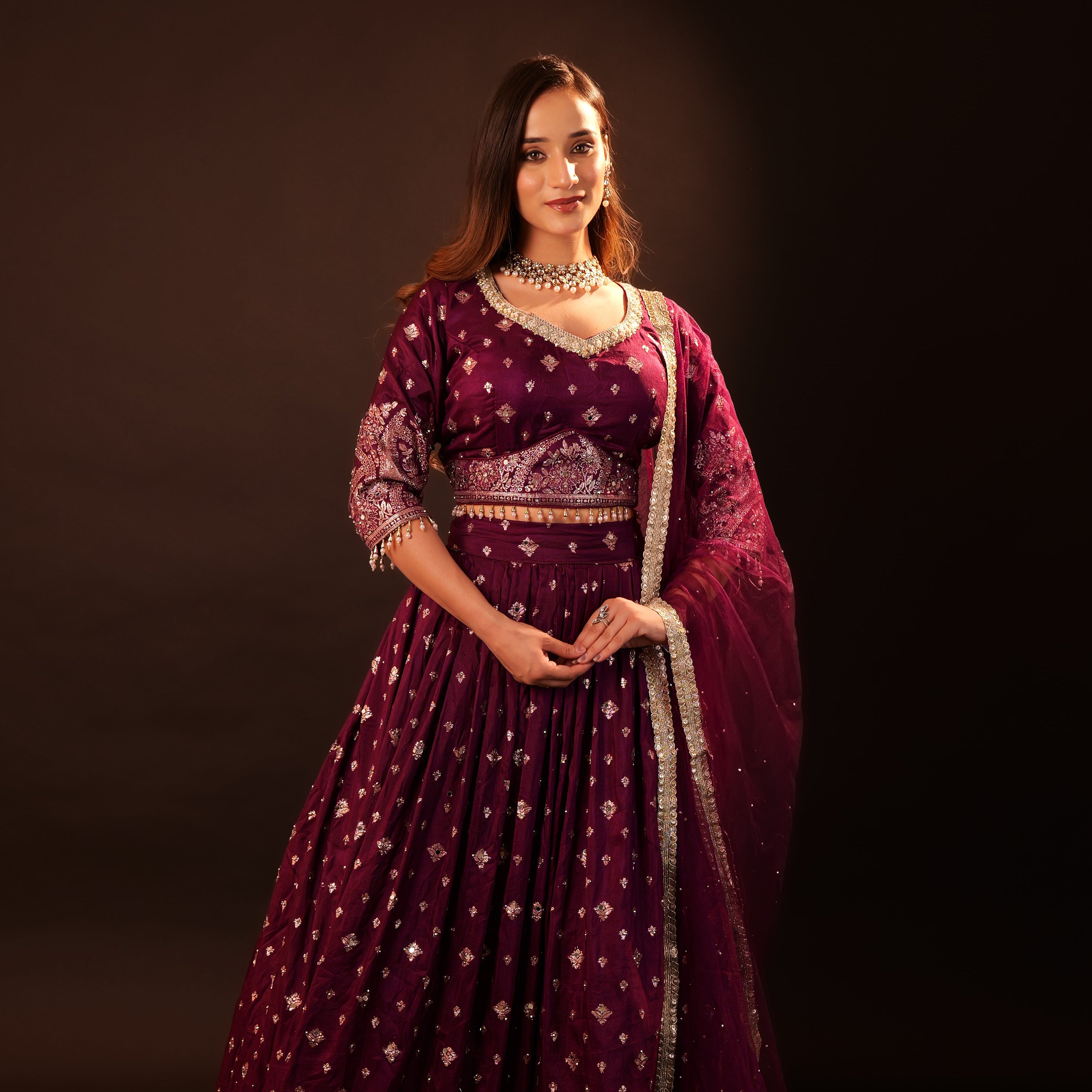 Lehenga 3 piece Set - purple