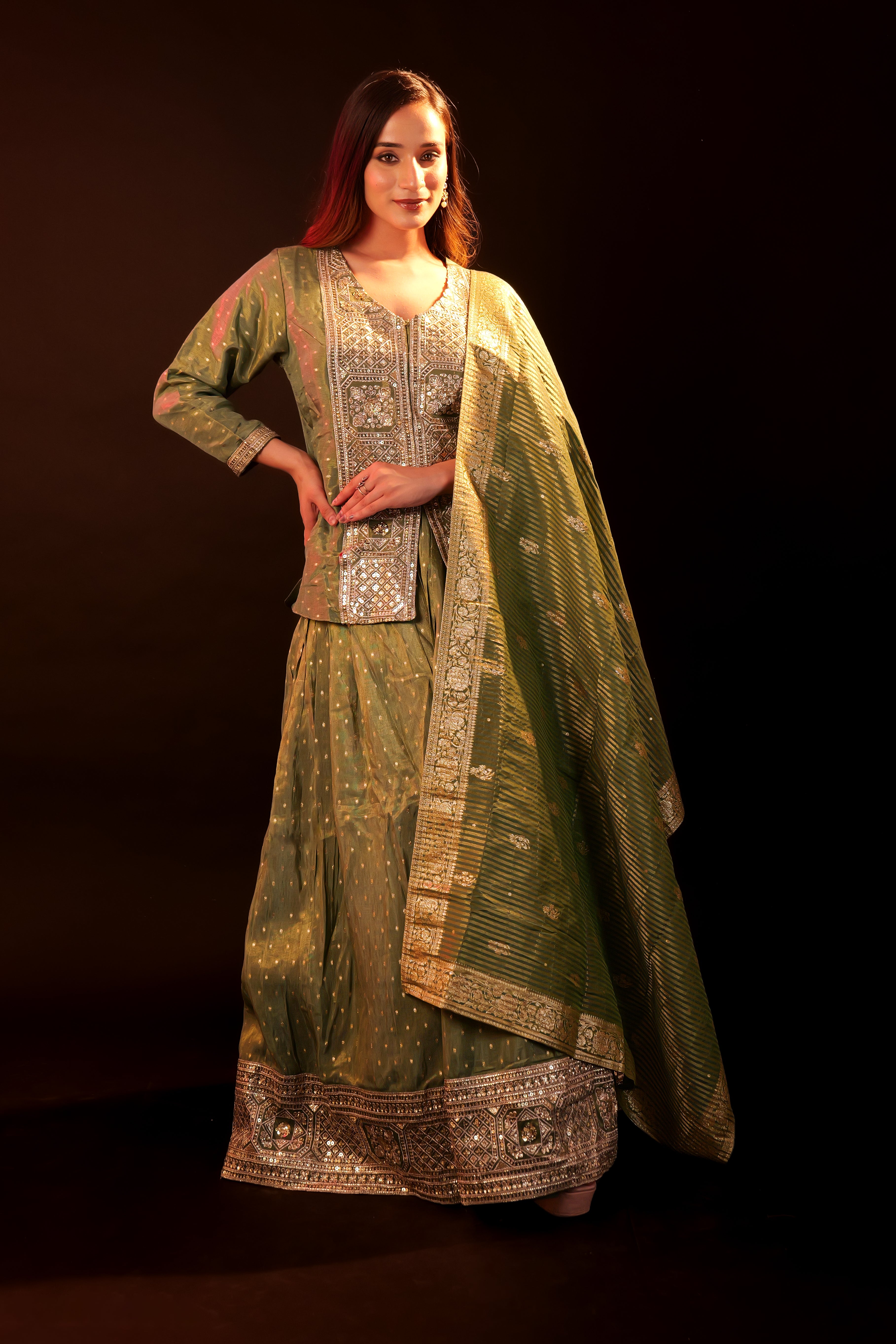 Lehenga 3 piece Set - green