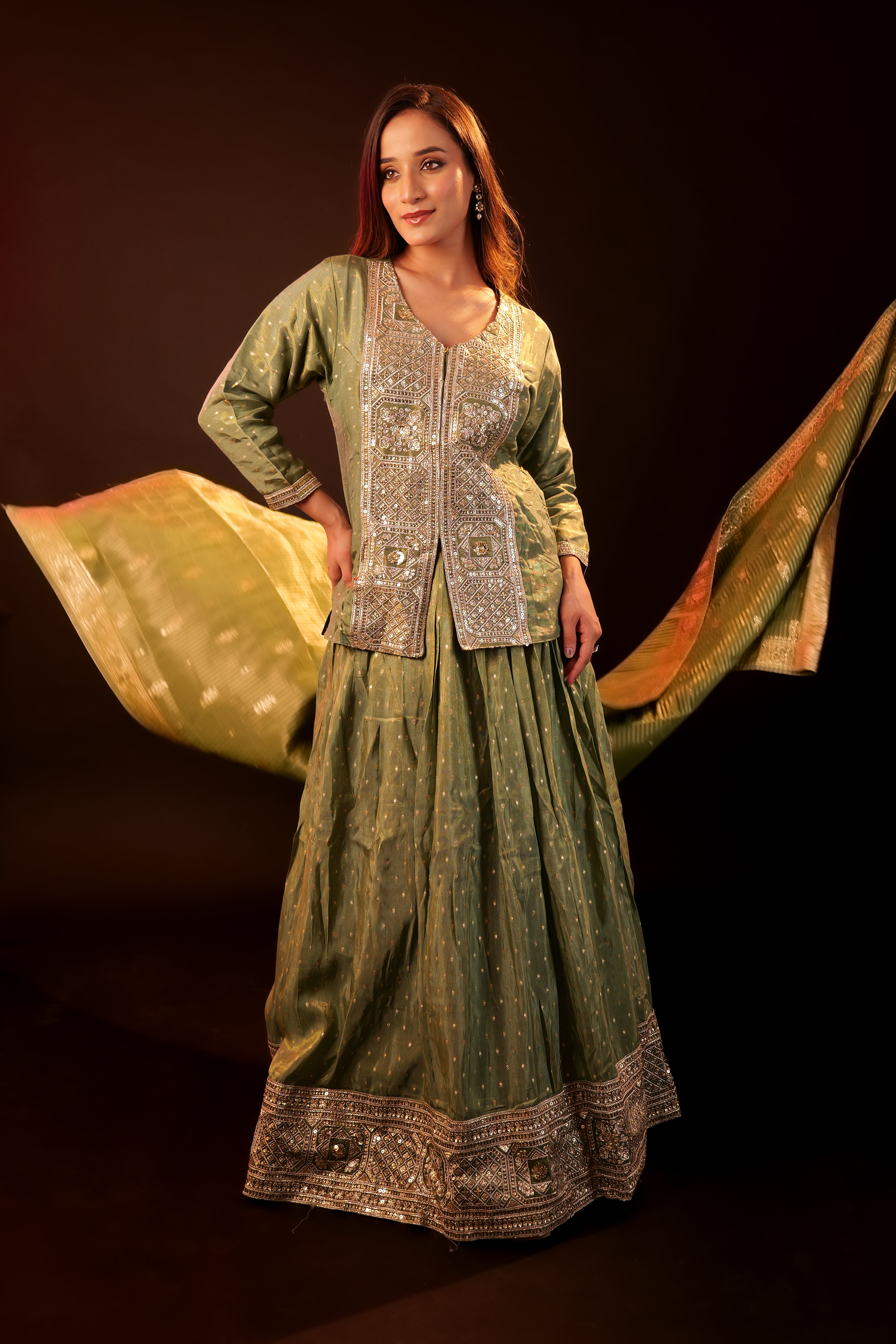 Lehenga 3 piece Set - green