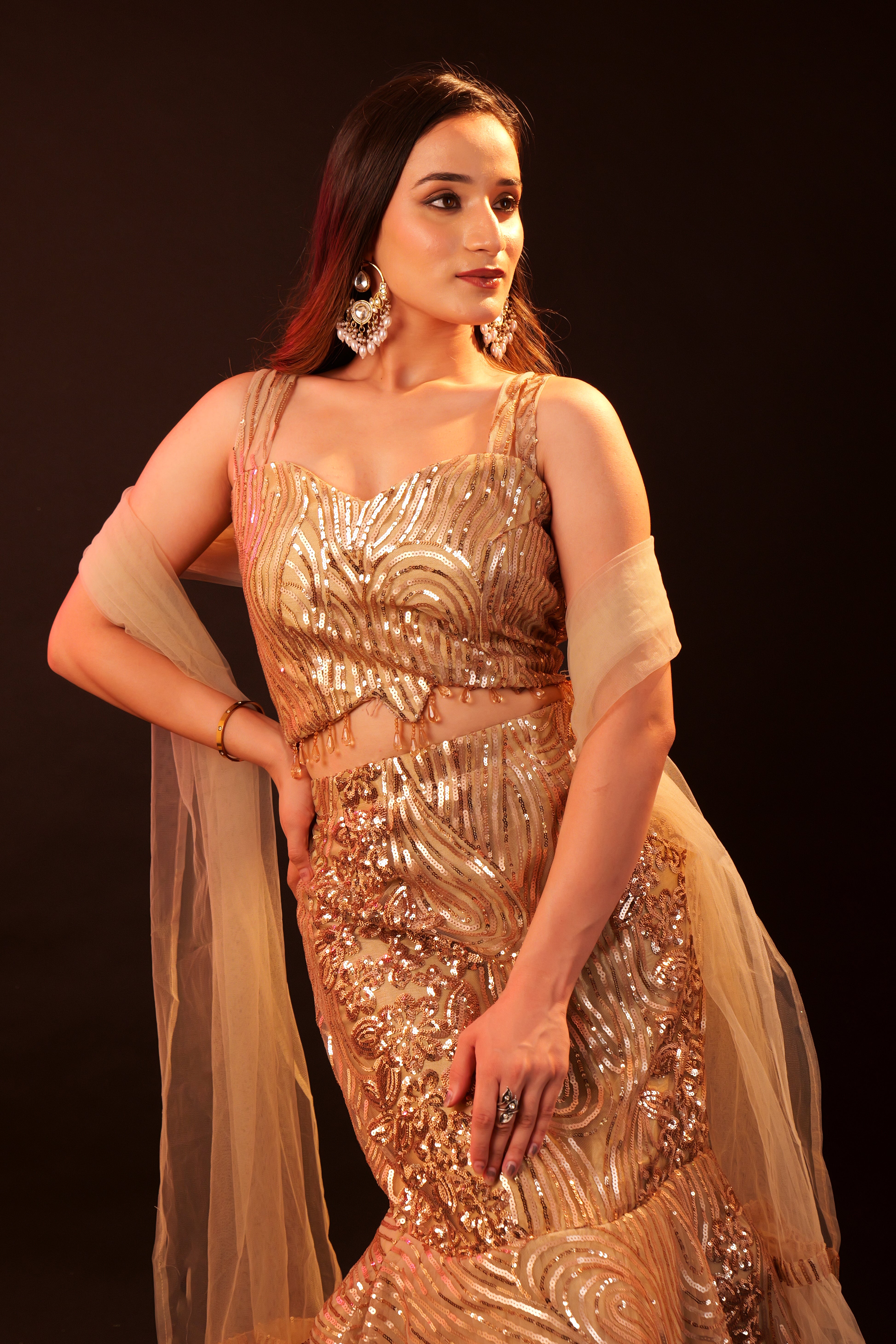 Lehenga 3 piece Set - gold