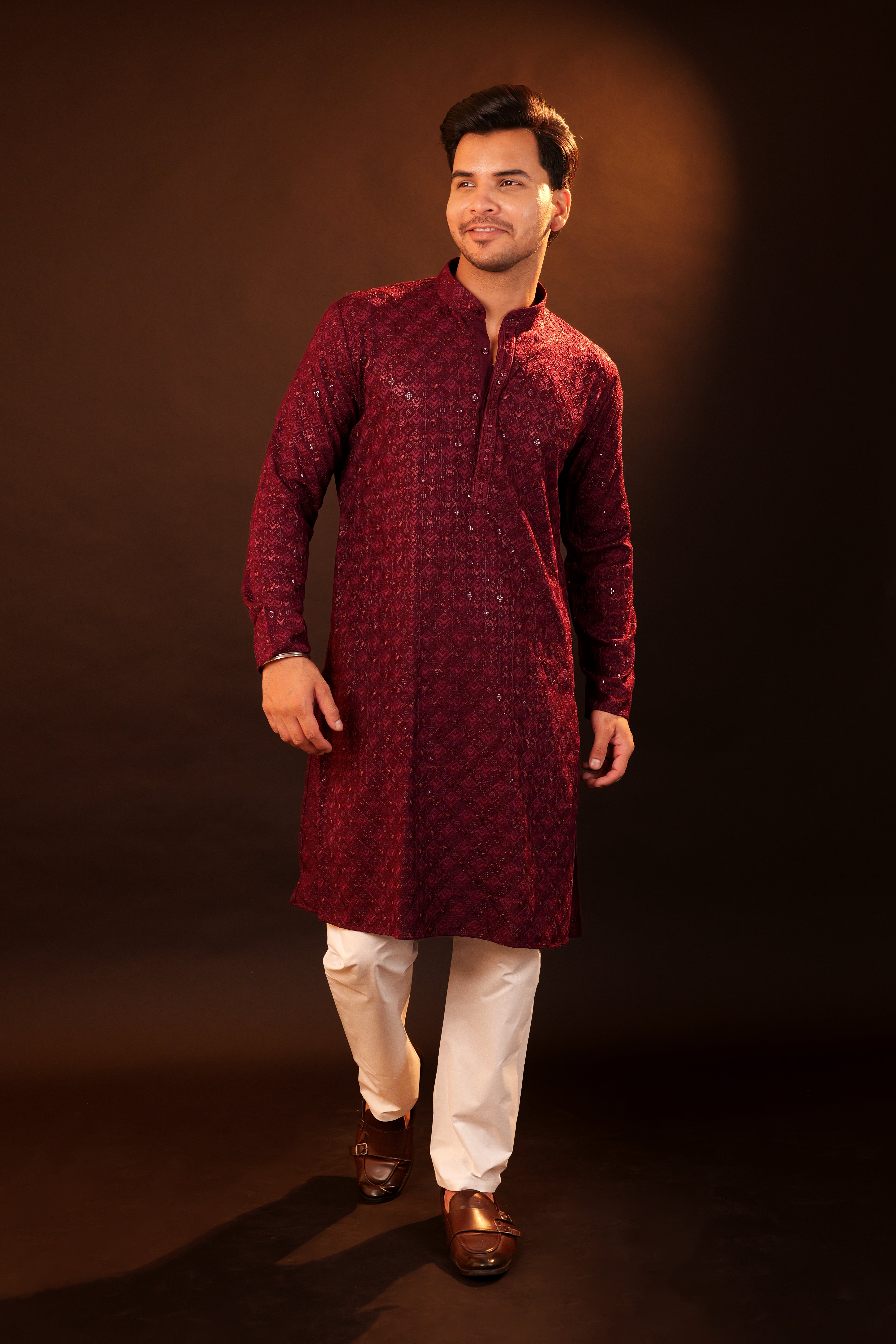 Kurta Pajama Set - Wine