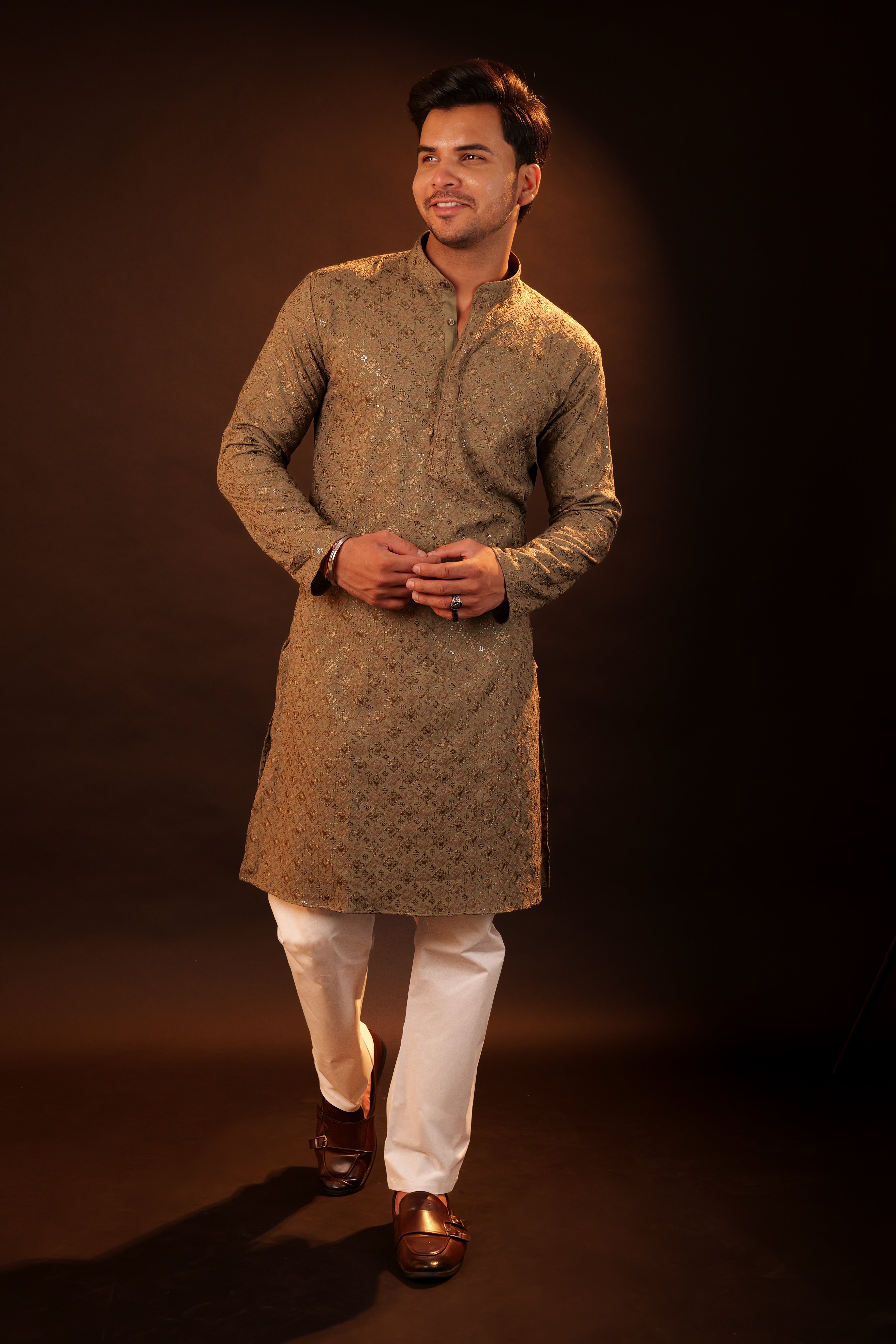 Kurta Pajama Set - grey brown