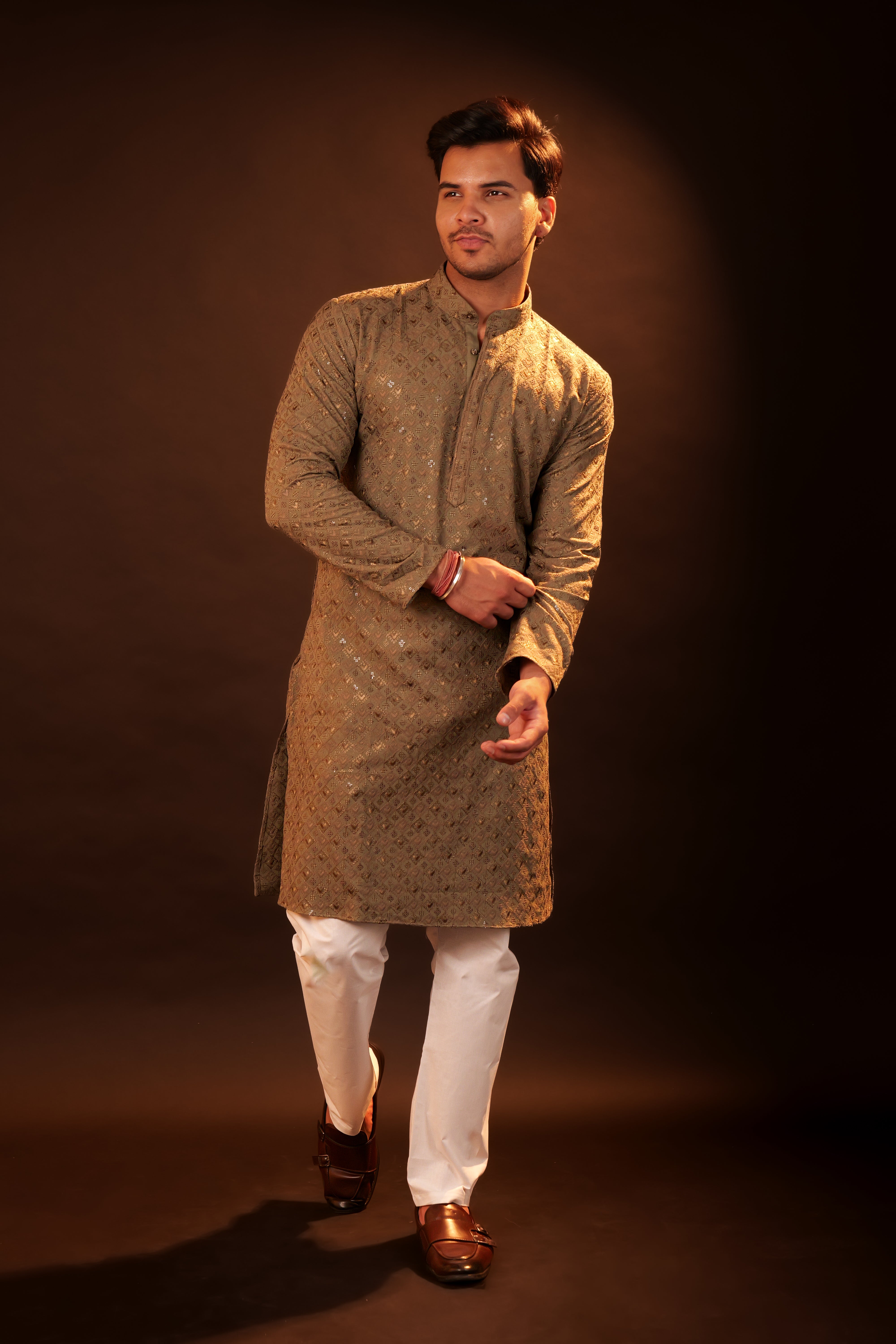 Kurta Pajama Set - grey brown