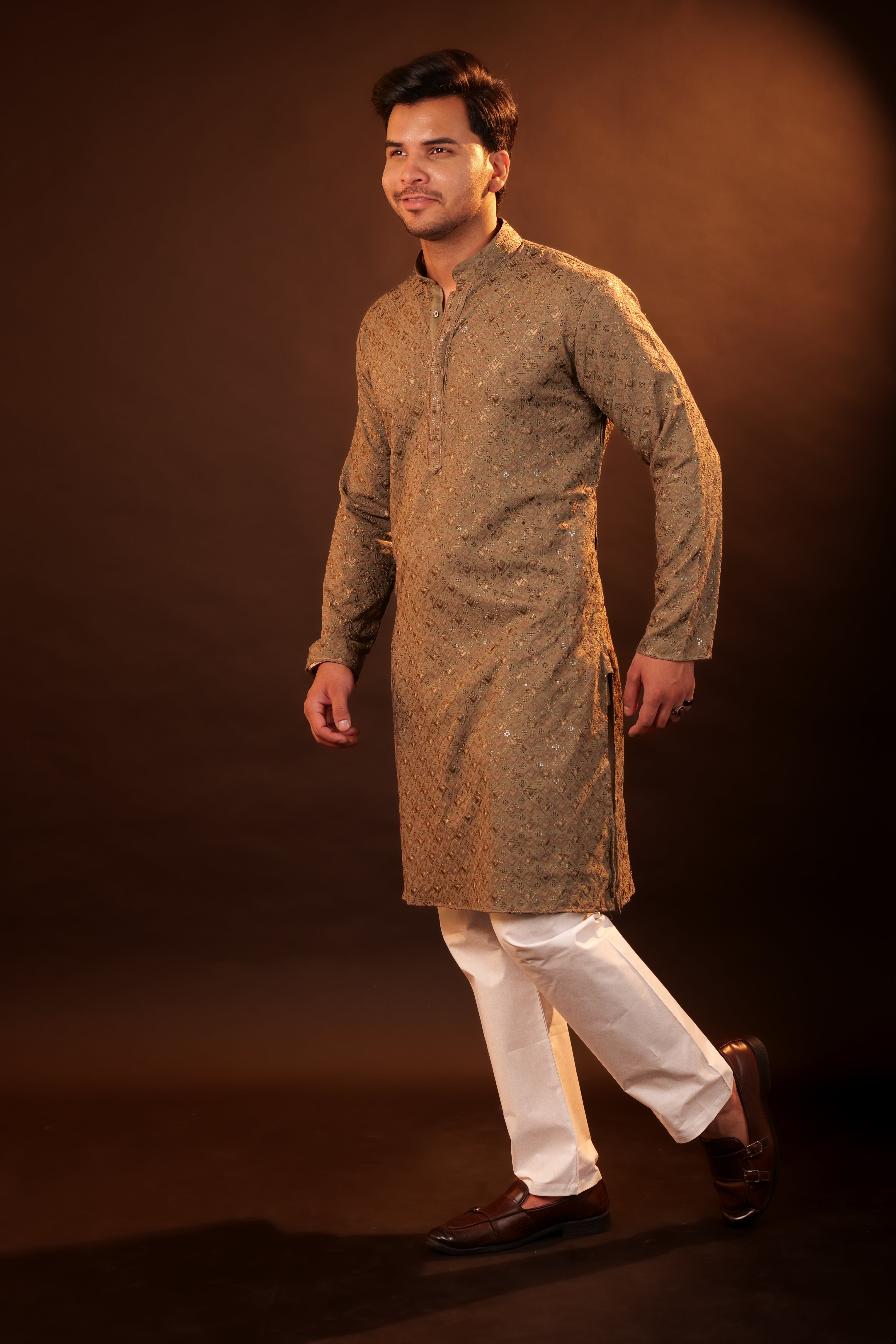Kurta Pajama Set - grey brown