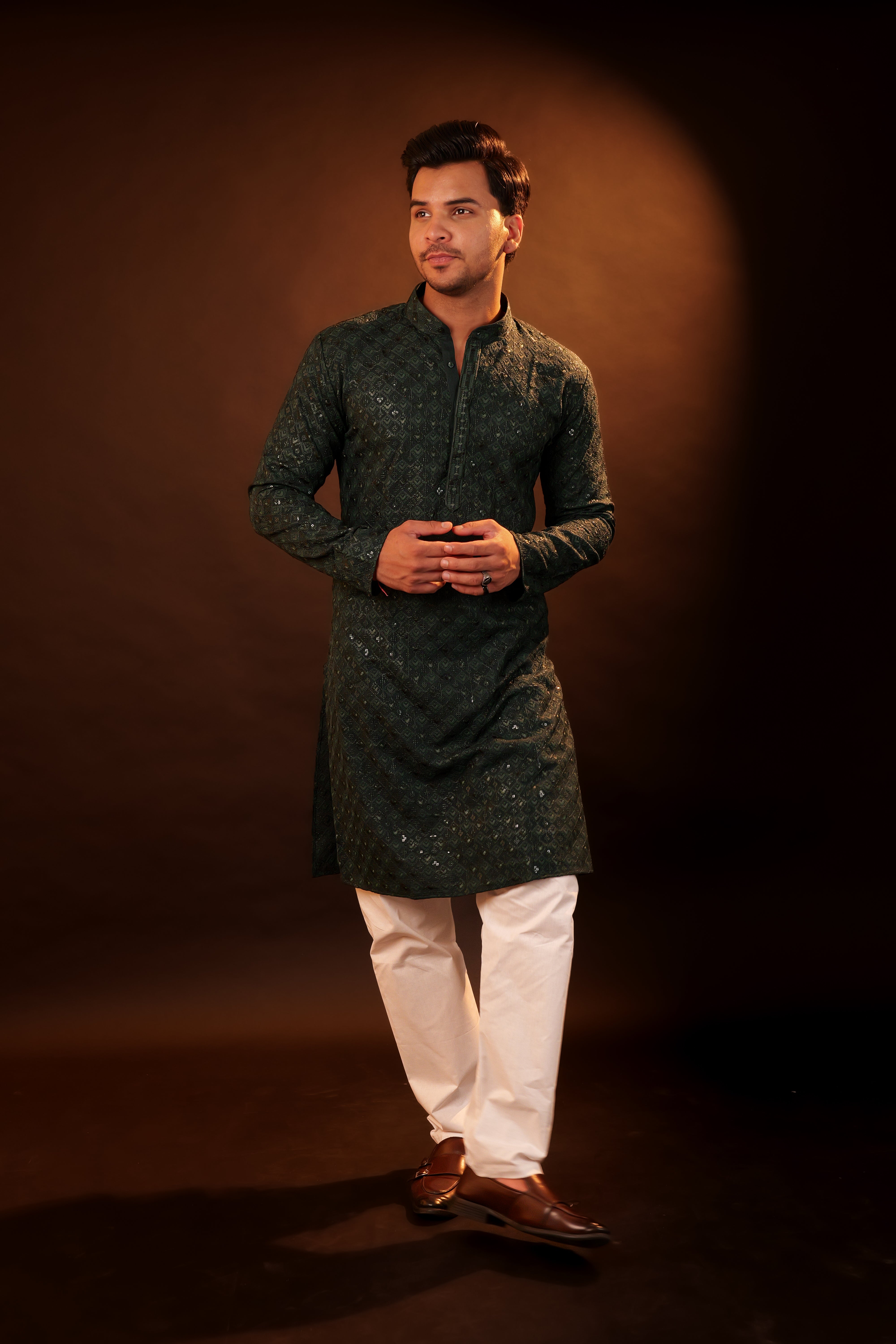 Kurta Pajama Set - bottle green