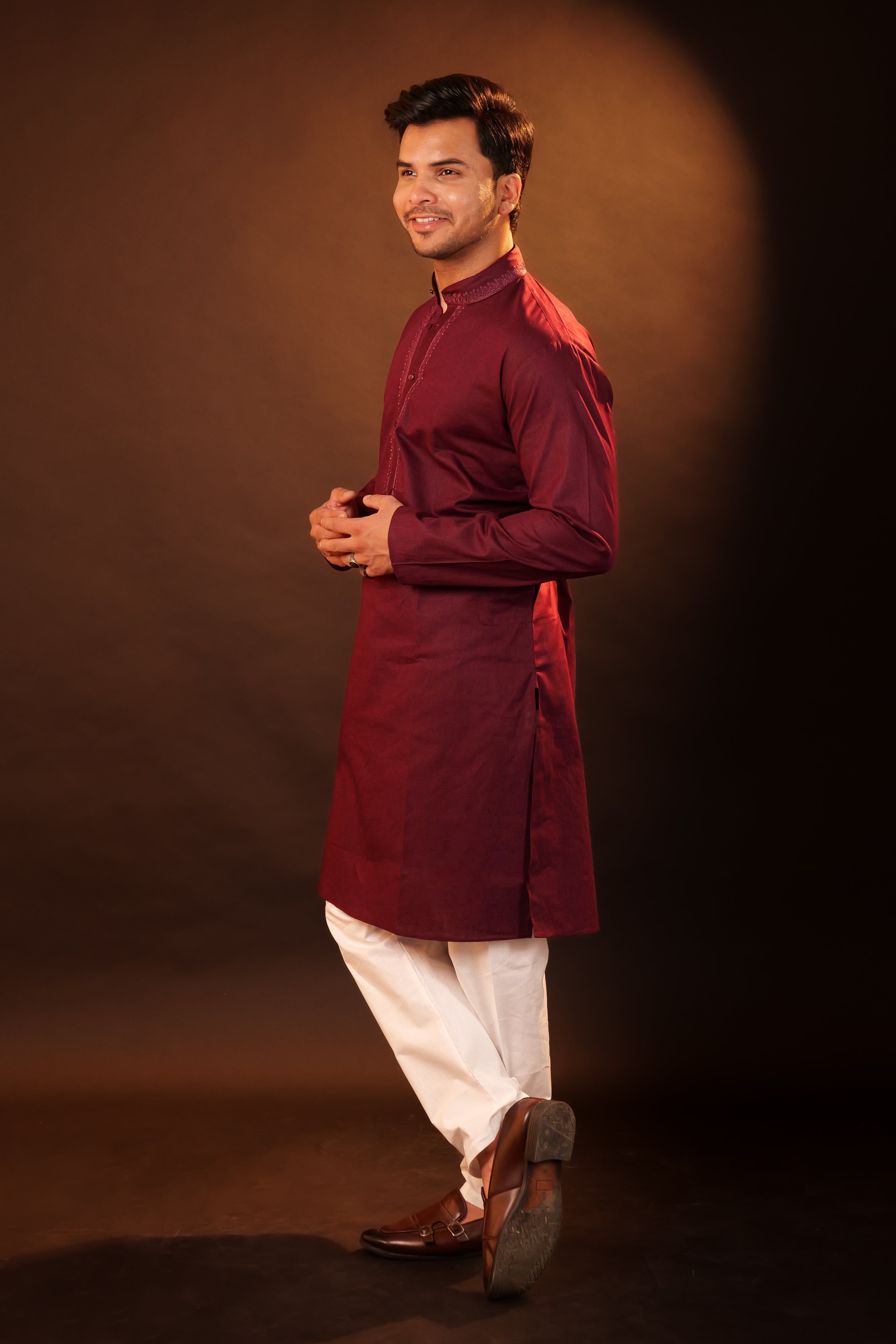 Kurta Pajama Set - Wine