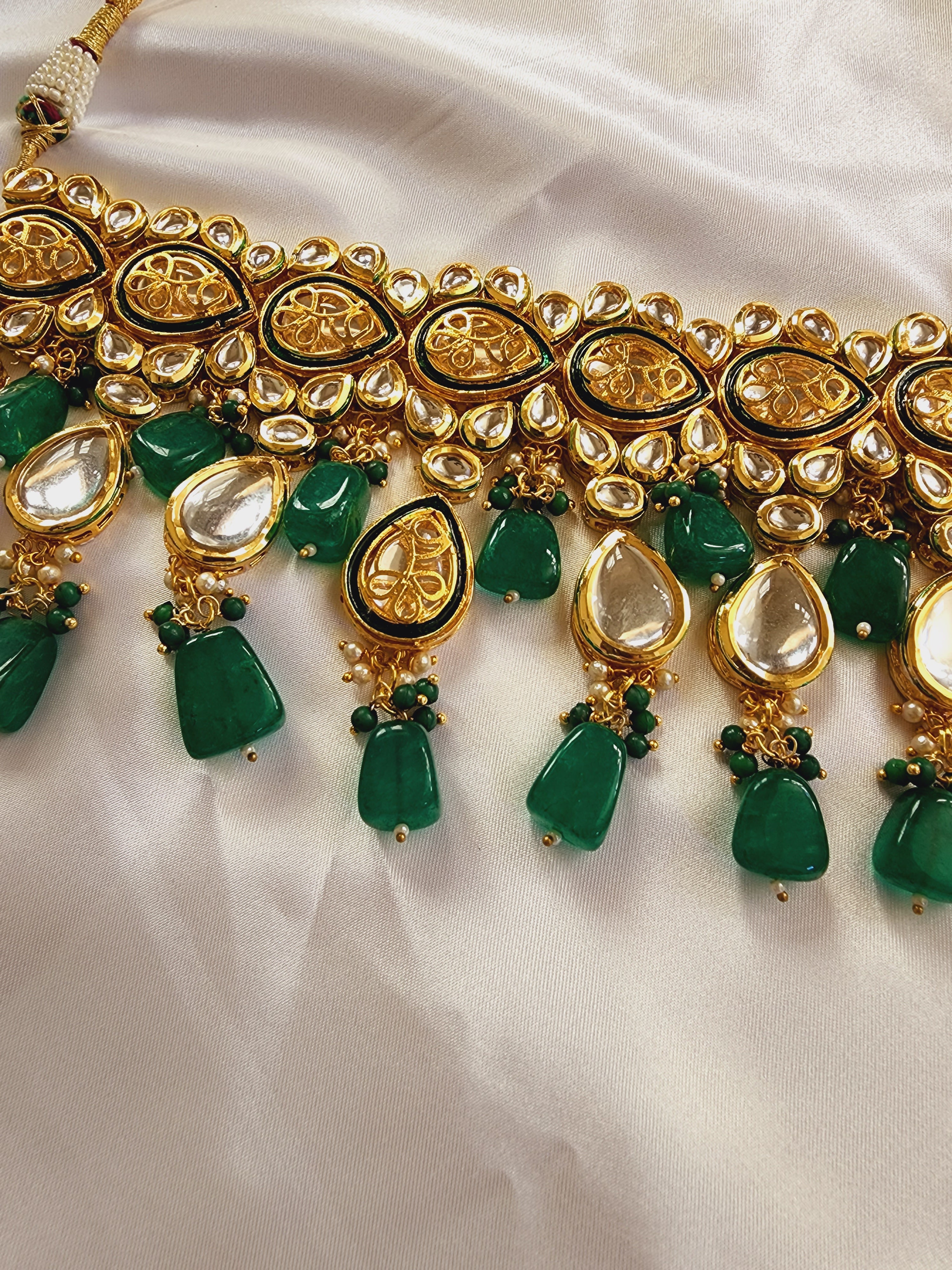 High Quality Imitation Kundan Beads Back Meena Choker Set