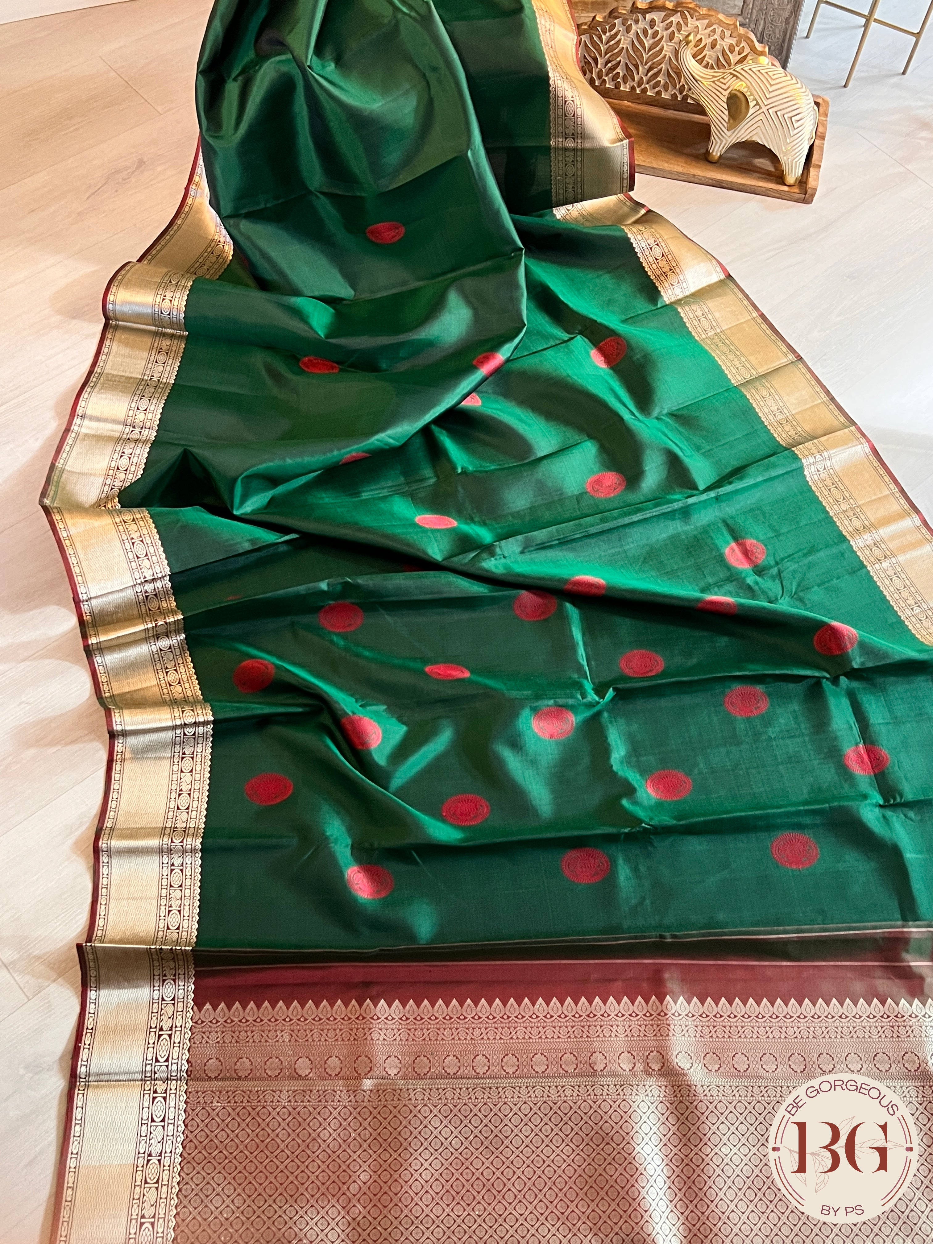 KANJEEVARAM PURE SILK KANJEEVARAM BOTTLE GREEN SA-KAN-PUR-BO409