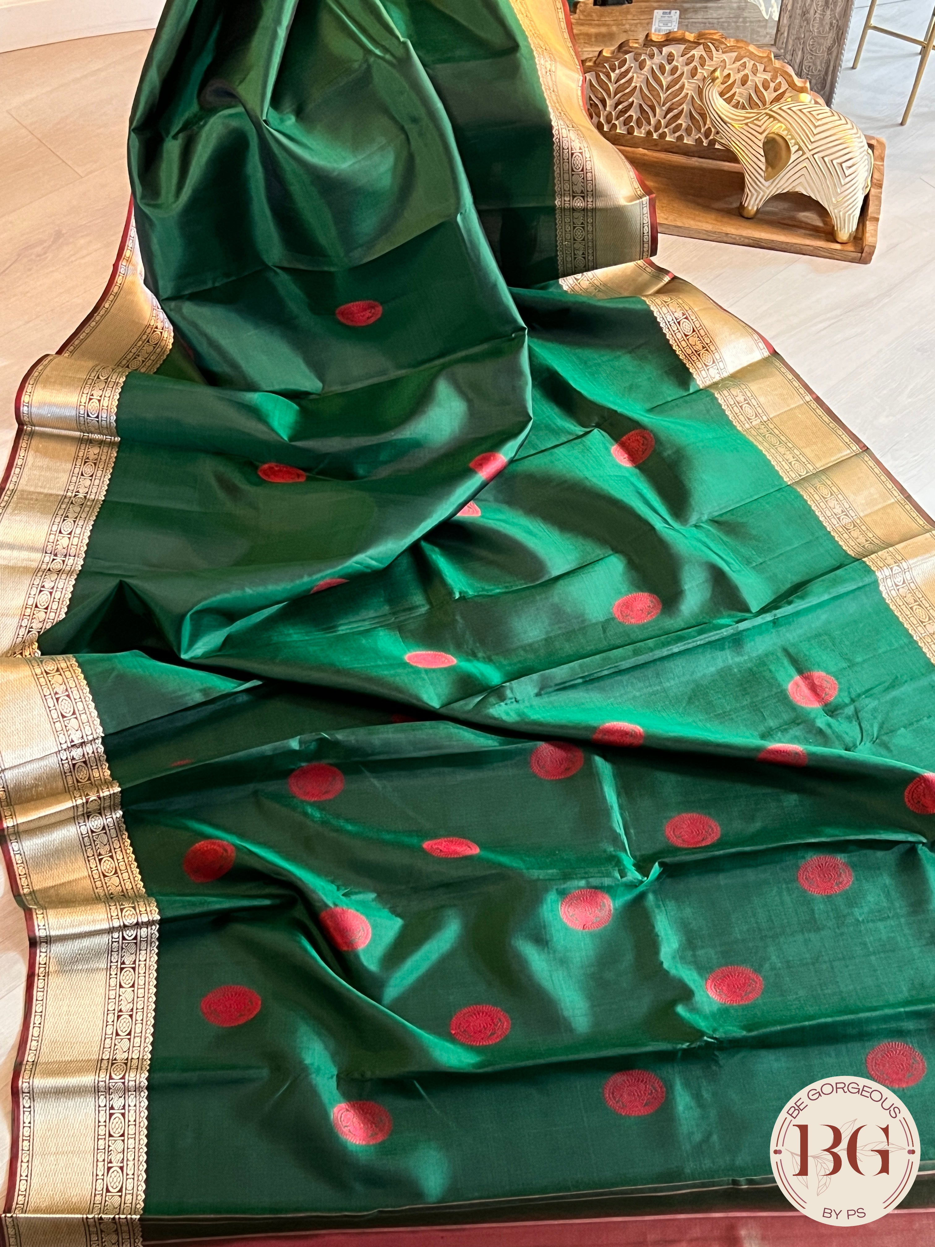 KANJEEVARAM PURE SILK KANJEEVARAM BOTTLE GREEN SA-KAN-PUR-BO409